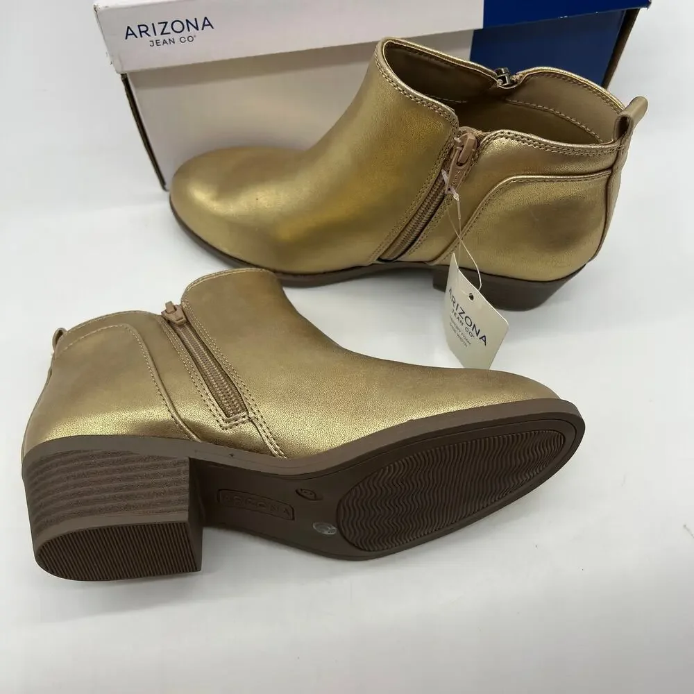 Arizona Jean Co Womens Castle Stacked Heel Booties Gold Size 6W